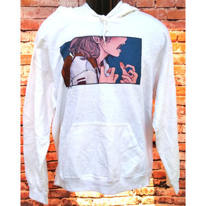 Animated Screaming Girl Long Sleeved White Hoodie
